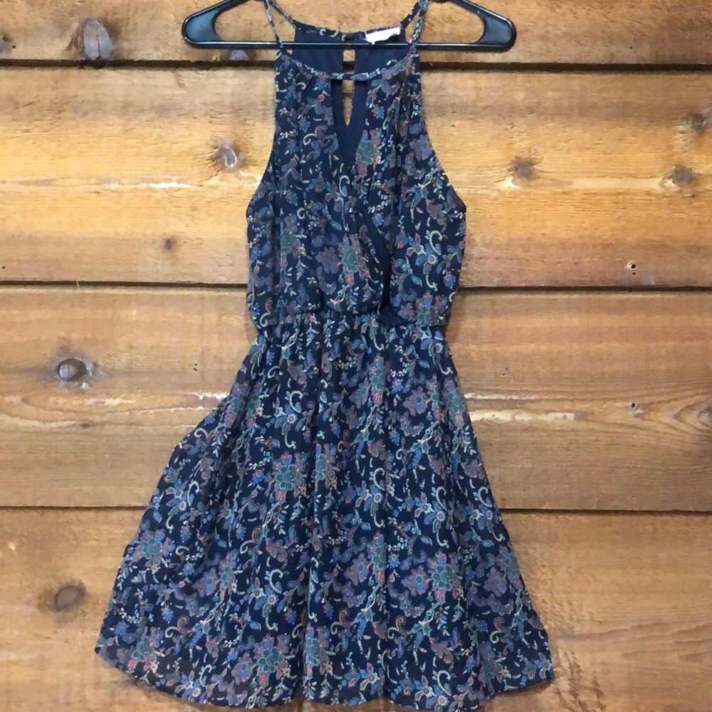 Sienna Sky Navy and Orange Patterned dress